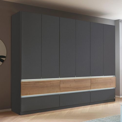 Rauch Winnipeg 271cm 6 Door Wardrobe with Lighting - Metallic Dark Grey and Halifax Oak