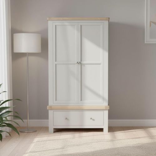 Salcombe Double Wardrobe - 2 Door 1 Drawer - Grey Oak