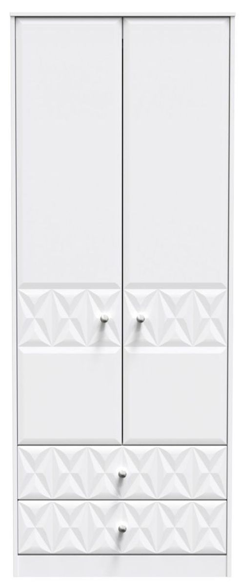 San Jose White 2 Door 2 Drawer Tall Wardrobe