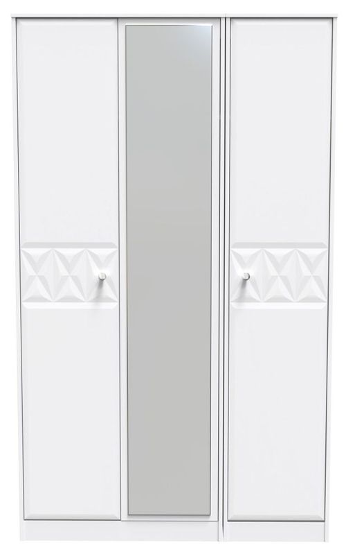 San Jose White 3 Door Tall Triple Wardrobe - 1 Mirror