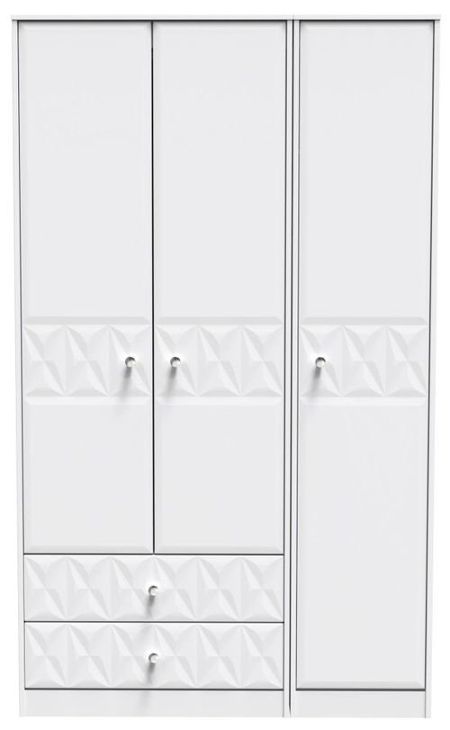 San Jose White 3 Door Tall Triple Wardrobe - LHF 2 Drawers
