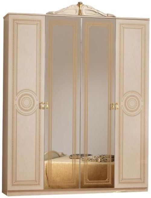 Sara Beige Italian 4 Door Wardrobe with Mirrors