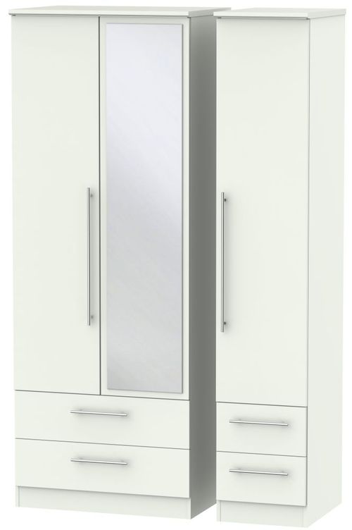 Sherwood Porcelain 3 Door Tall Combi Wardrobe - 1 Mirror