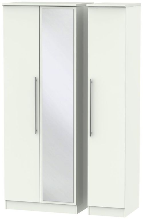 Sherwood Porcelain 3 Door Tall Triple Wardrobe - 1 Mirror