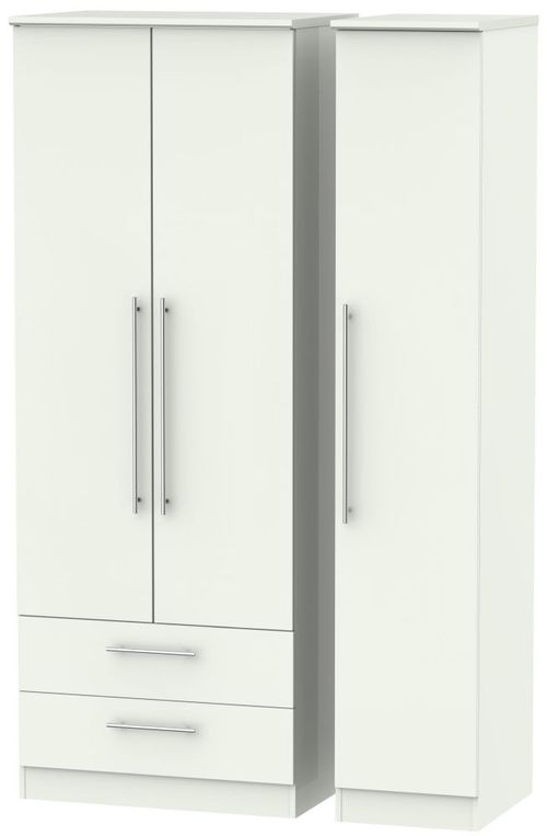 Sherwood Porcelain 3 Door Tall Triple Wardrobe - LHF 2 Drawers