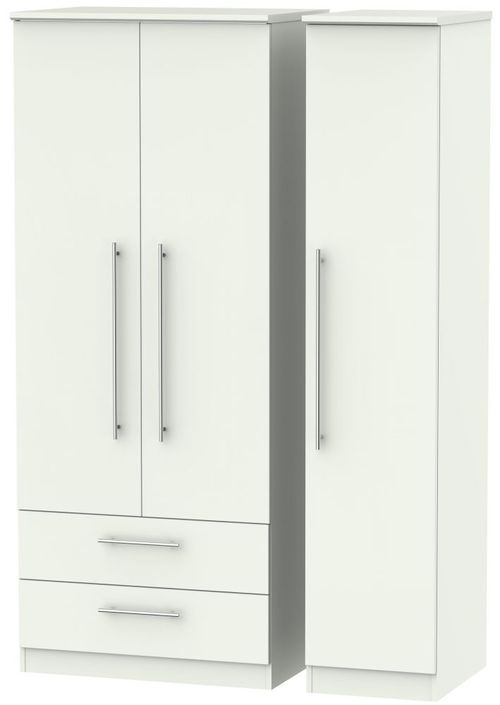 Sherwood Porcelain 3 Door Triple Wardrobe - LHF 2 Drawers