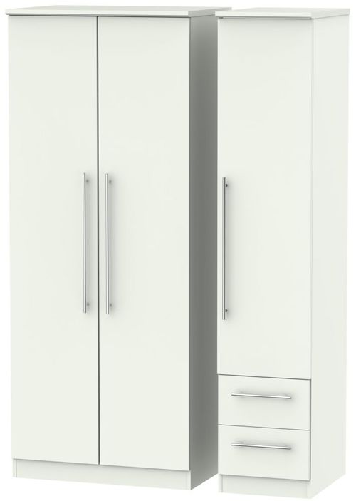 Sherwood Porcelain 3 Door Triple Wardrobe - RHF 2 Drawers
