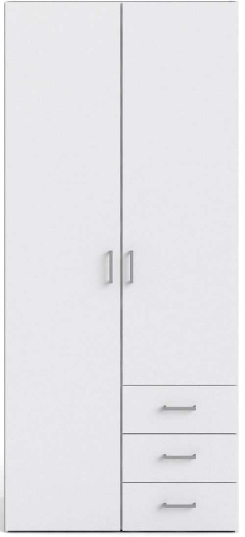 Space White 2 Door 3 Drawer Double Wardrobe