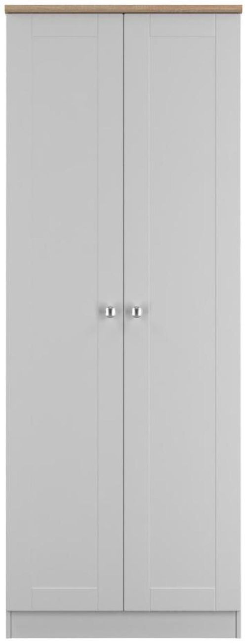 Sussex Grey and Oak Effect 2 Door Plain Tall Wardrobe
