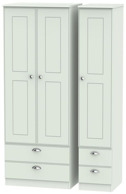 Victoria Grey 3 Door Tall Triple Wardrobe - 4 Drawers