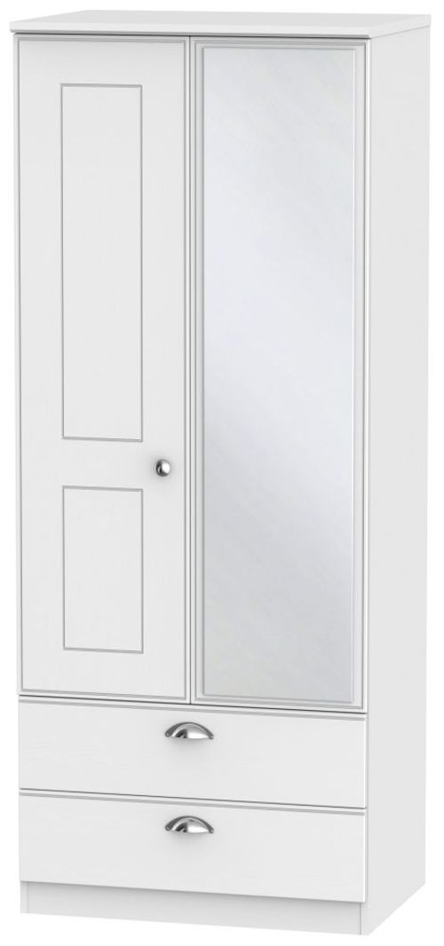 Victoria White 2 Door Combi Wardrobe - 1 Mirror