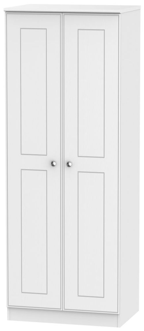 Victoria White 2 Door Plain Tall Wardrobe