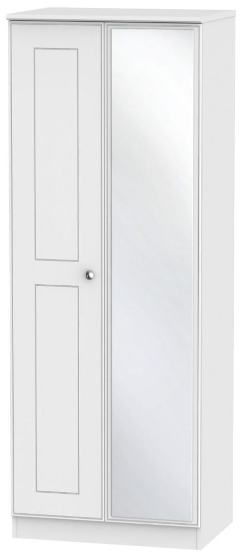Victoria White 2 Door Tall Wardrobe - 1 Mirror
