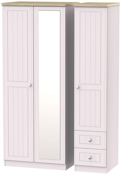 Vienna Cashmere 3 Door Combi Wardrobe - 1 Mirror and RHF 2 Drawers
