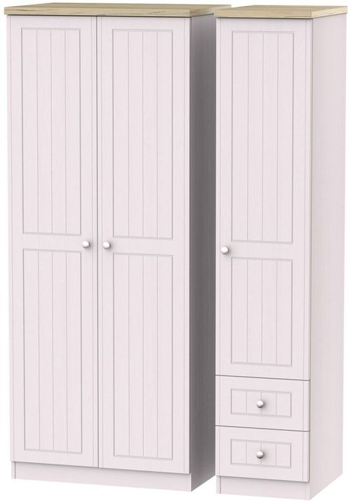 Vienna Cashmere 3 Door Triple Wardrobe - RHF 2 Drawers
