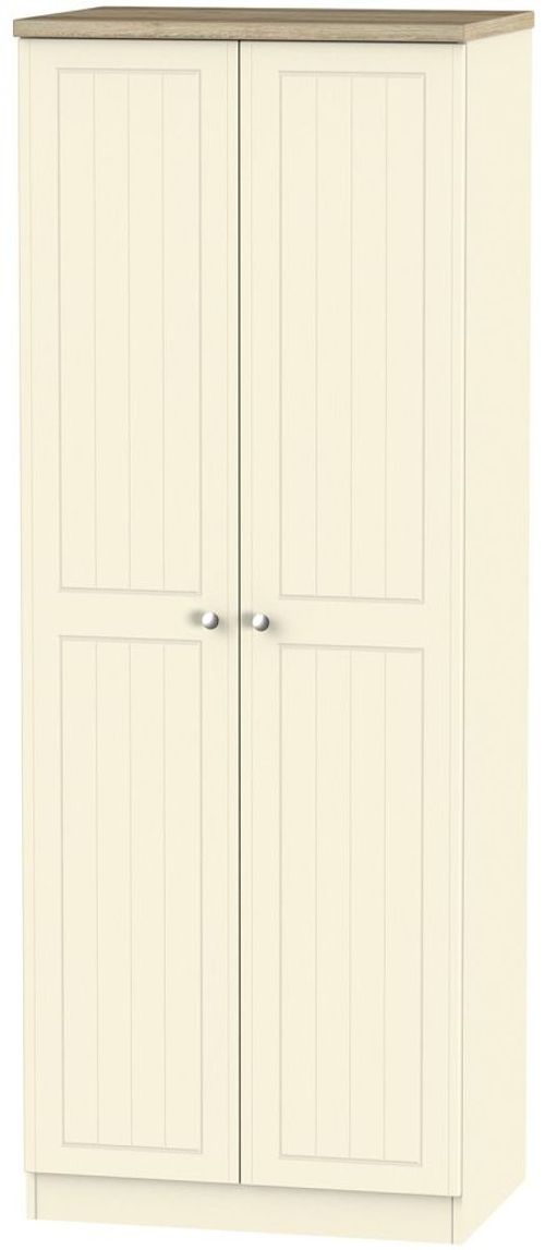 Vienna Cream 2 Door Plain Tall Wardrobe