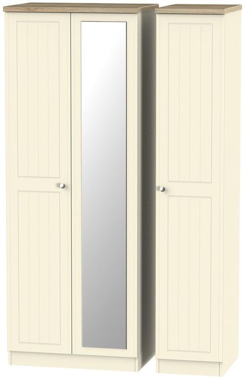 Vienna Cream 3 Door Tall Triple Wardrobe - 1 Mirror