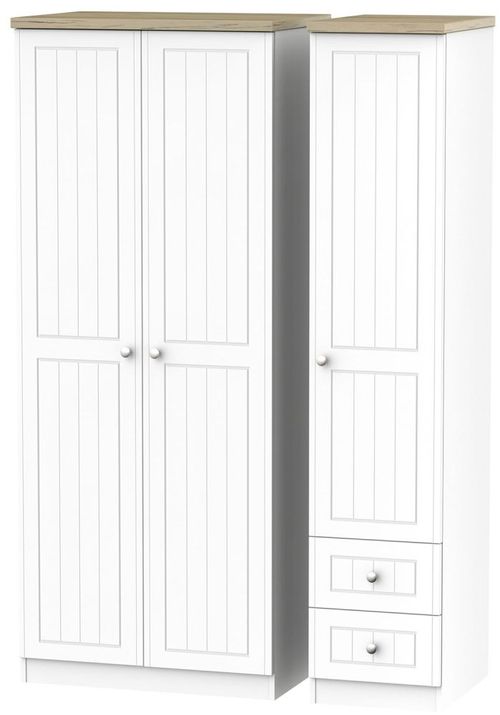 Vienna Porcelain 3 Door Triple Wardrobe - RHF 2 Drawers