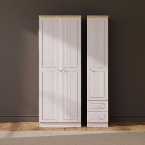 Vienna Wardrobe - 3 Door - RHF 2 Drawers - Tall - Triple - Cashmere