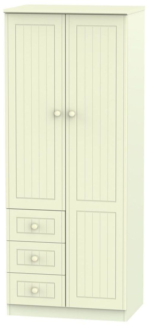Warwick Cream 2 Door Wardrobe - RHF 3 Drawers