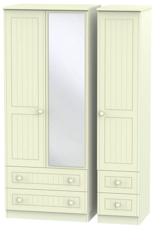 Warwick Cream 3 Door Combi Wardrobe - 1 Mirror