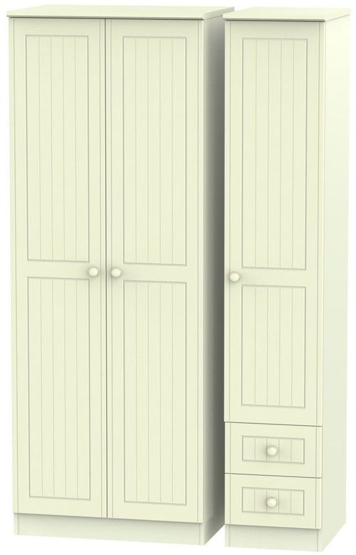 Warwick Cream 3 Door Tall Triple Wardrobe - RHF 2 Drawers