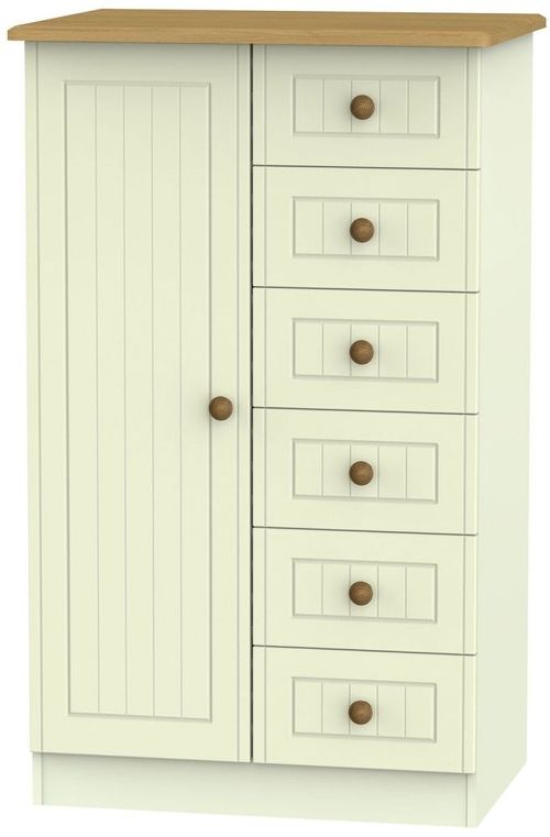 Warwick Cream and Oak 1 Door Midi Wardrobe