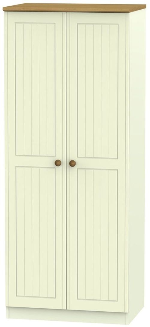 Warwick Cream and Oak 2 Door Plain Wardrobe