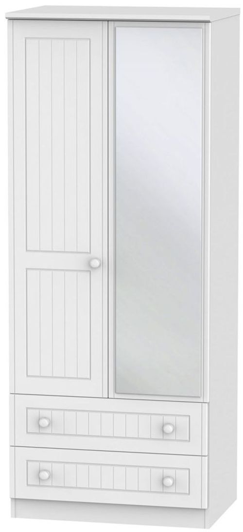 Warwick White 2 Door Combi Wardrobe - 1 Mirror