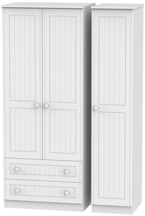 Warwick White 3 Door Triple Wardrobe - LHF 2 Drawers