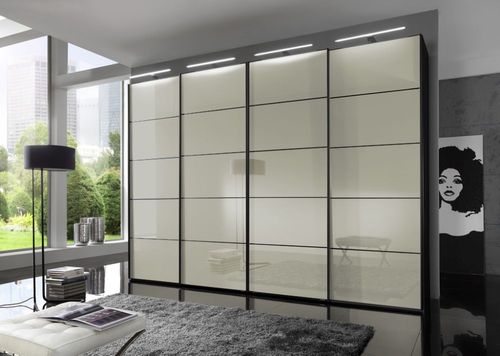 Westside Sliding Wardrobe - Magnolia Glass Front - Variation Available