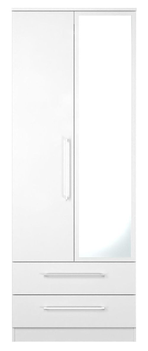 Worcester White 2 Door Tall Combi Wardrobe - 1 Mirror