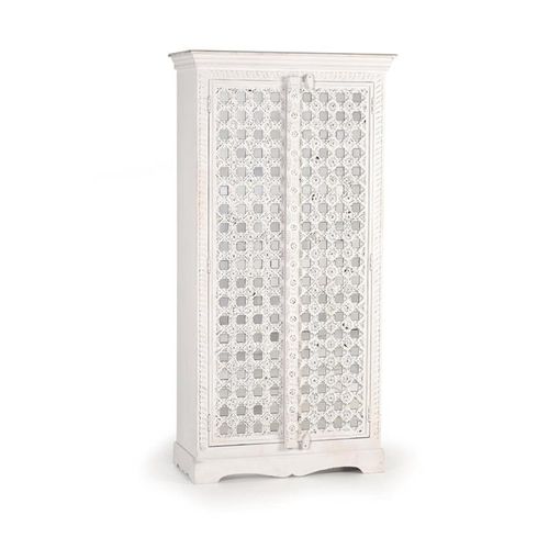 Yakima Wardrobe - 2 Door - White Carved - Mango Wood