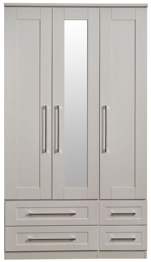 York Cashmere 3 Door Tall Combi Wardrobe - 1 Mirror