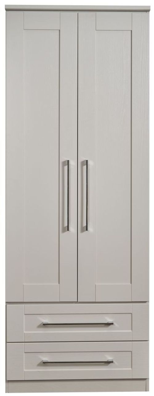 York Cashmere Ash 2 Door 2 Drawer Tall Wardrobe