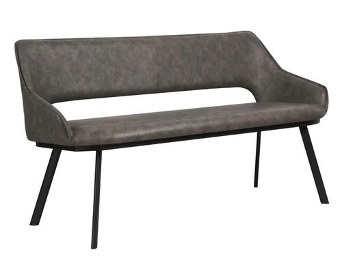 Blende Distressed Grey Faux Leather Dining Bench with Back