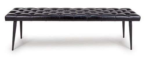 Bradley Bench - Black - Real Leather