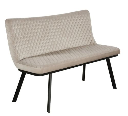 Ramona Champagne Velvet Fabric Dining Bench with Back
