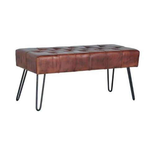 Terni Bench - Brown Leather - with Hairpin Legs