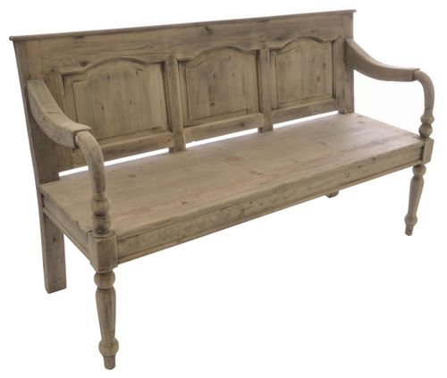 Vintage Mahogany French Style Dining Bench with Back
