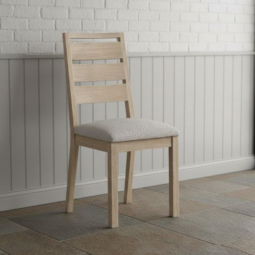 Modern Country Oak - Dining Chair - Set of 2 - White Boucle Fabric