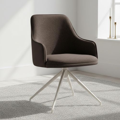 Adia Swivel Dining Chair - Set of 2 - Brown Fabric