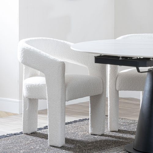 Kiefer Cream Boucle Fabric Dining Armchair