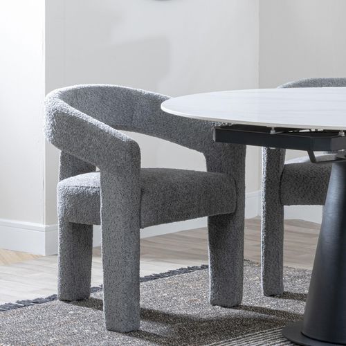 Kiefer Grey Boucle Fabric Dining Armchair
