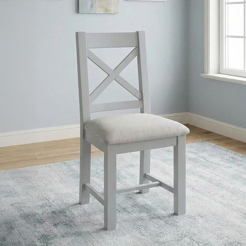 Lundy Dining Chair - Set of 2 - Crossback - Grey Painted