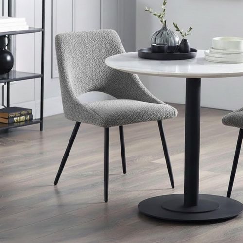 Iris Dining Chair - Set of 2 - Grey Boucle Fabric