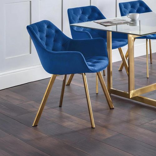 Lorenzo Dining Chair - Set of 2 - Blue Fabric