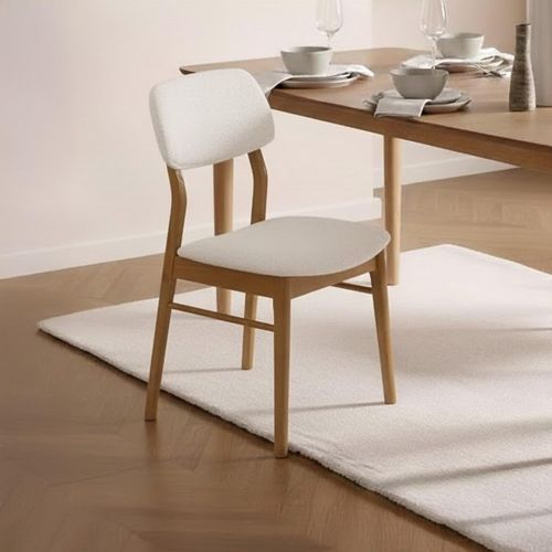 Theia Dining Chair - Set of 2 - White Boucle Fabric