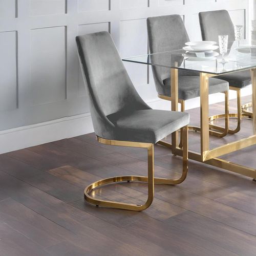 Vittoria Cantilever Dining Chair - Set of 2 - Grey Fabric