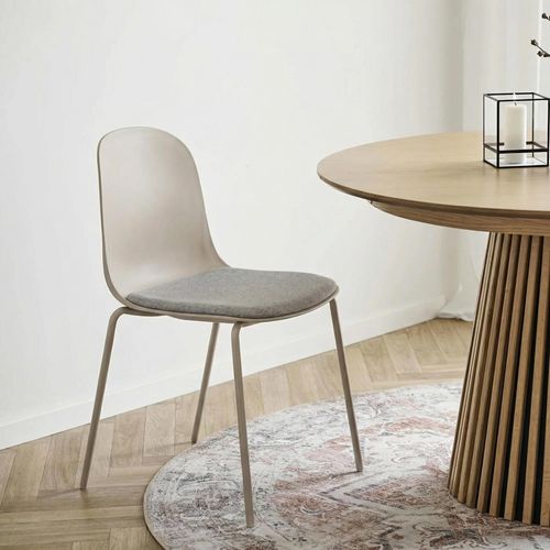 Madalena Dining Chair - Set of 2 - Light Grey Metal